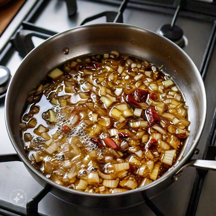 Step 1.1: Add diced onion and minced garlic; stir-fry until the onion is translucent