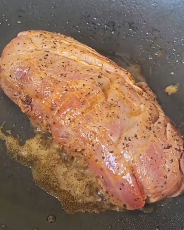 Step 2.1: Unwrap the filet and sear for 2 minutes on each side until a nice crust forms
