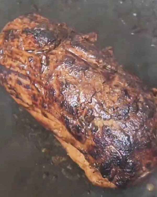 Step 2.2: Unwrap the filet and sear for 2 minutes on each side until a nice crust forms