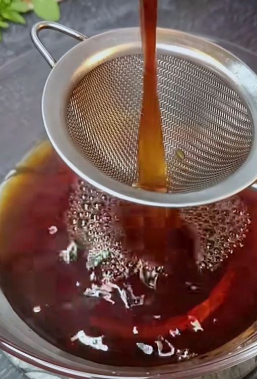 Step 1.1: After cooling, strain the tea