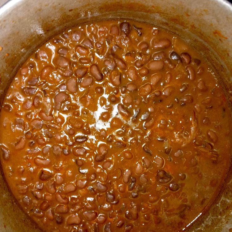 Step 1.1: Cover and allow to cook more until the beans are almost dried