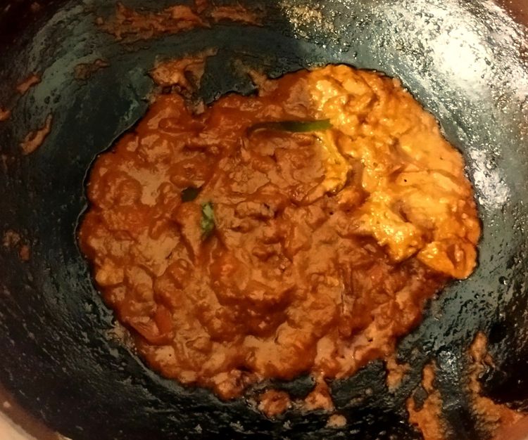 Step 2.2: Add the chilli powder mixture along with 3tbs of water and mix well