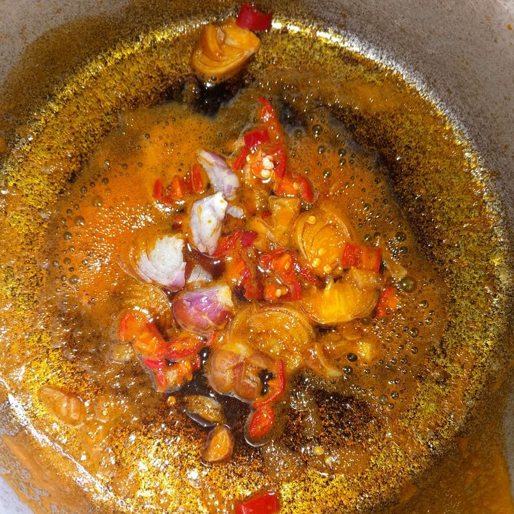 Step 1.1: Add the sliced onions and chilli pepper