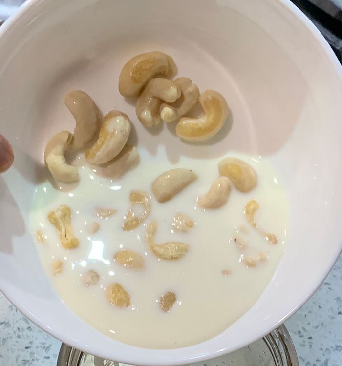 Step 1.1: Soak the cashews in milk until they become soft