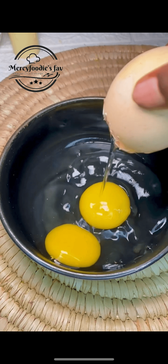 Step 2.1: Put two eggs in a bowl and mix with fresh pepper, Titus fish, onion and salt, then fry in a low heat