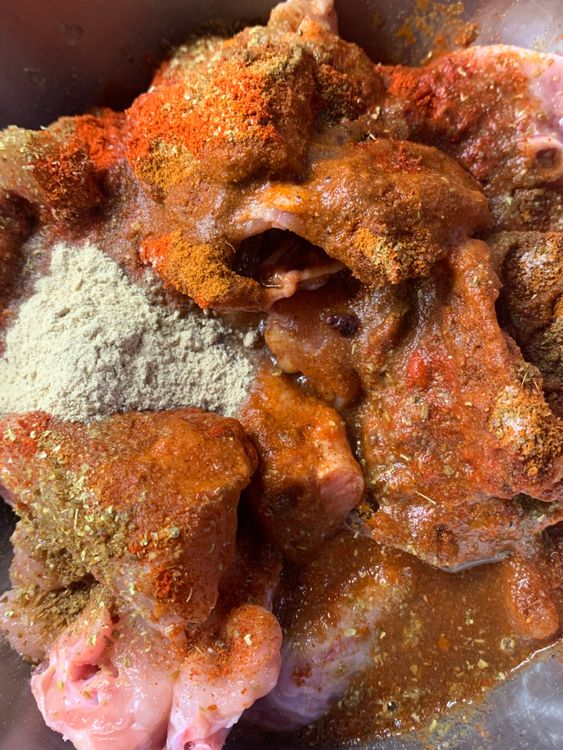 Step 1.1: Marinate the chicken with [tandoori masala](https://www