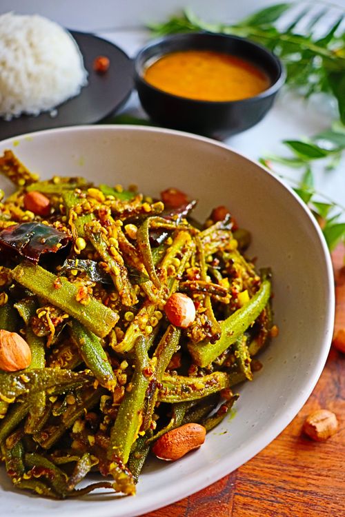 Moongfali Bhindi ki Sabzi (Crunchy Okra with Peanuts) recipe
