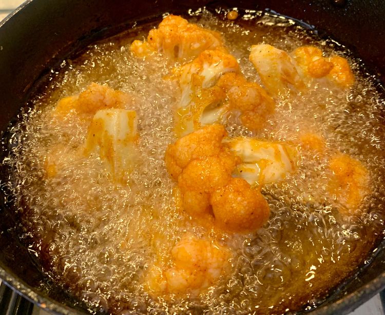Step 2.1: Heat oil for frying in a deep pan over medium-high heat