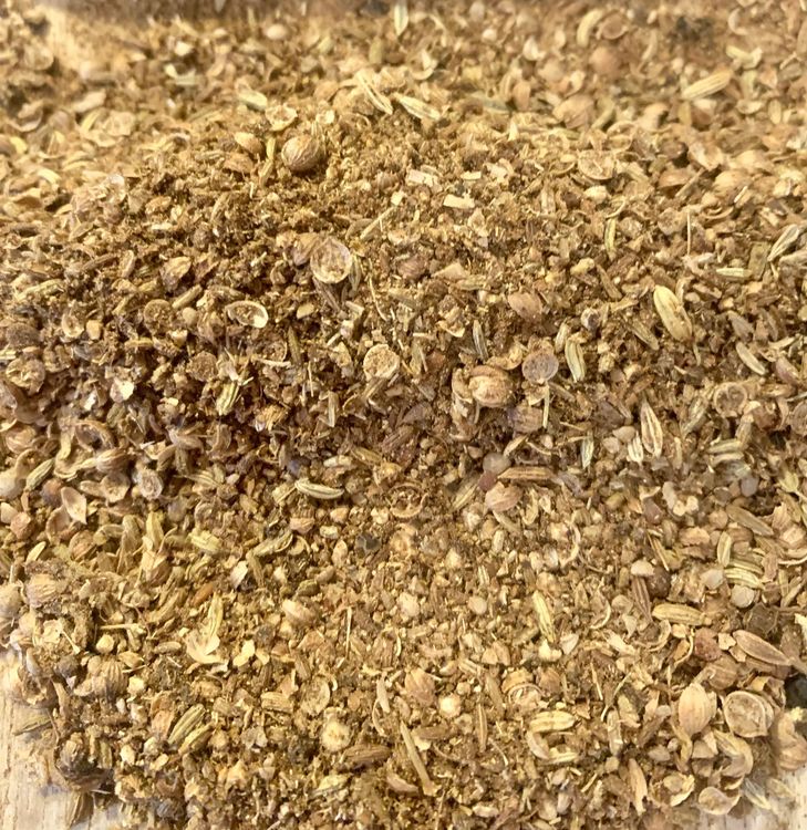 Step 1.2: Dry roast coriander seeds, cumin, black peppercorns and fennel seeds until they release their aroma