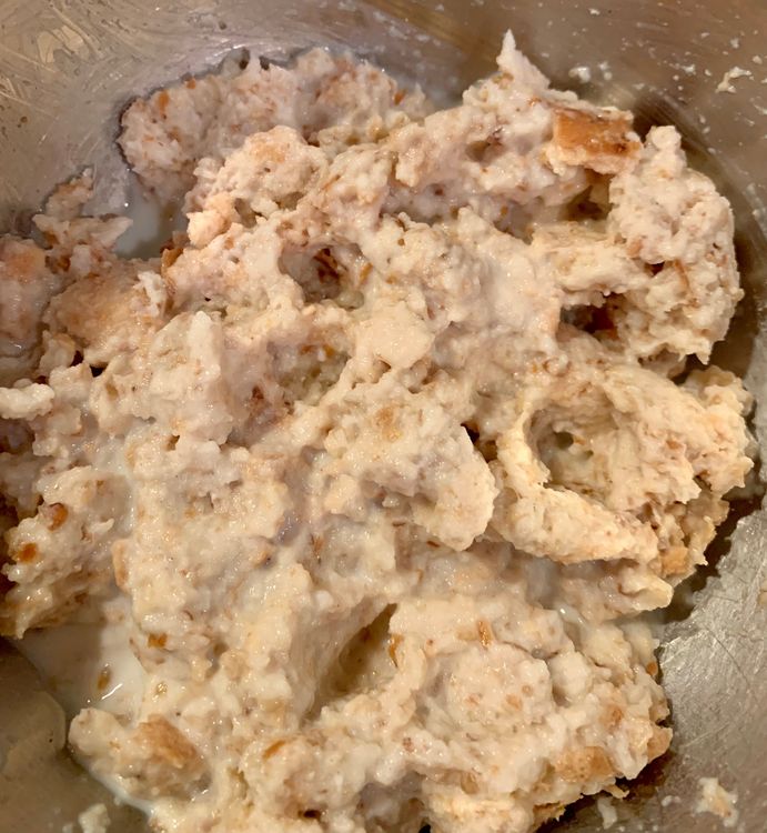 Step 1.1: Soak the bread slices with milk in a bowl