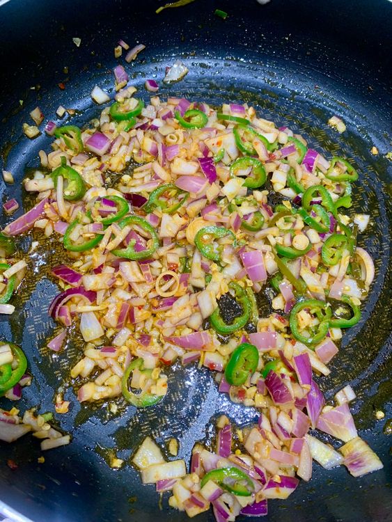 Step 3.1: Add the chopped onion and cook until it turns translucent