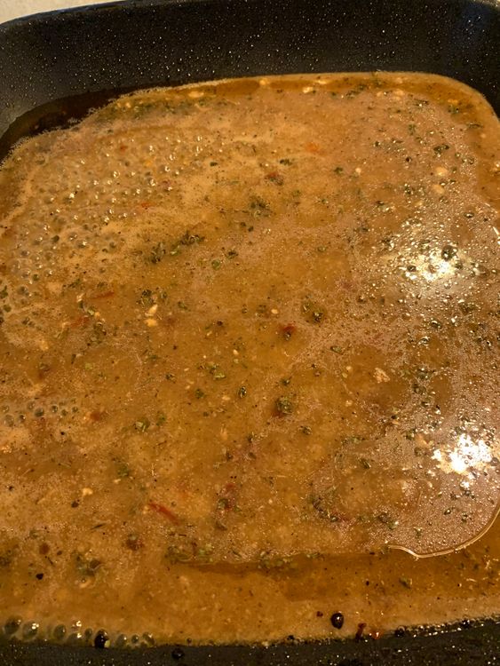 Step 1.1: Pour the sauce mixture into the pan and bring it to a boil