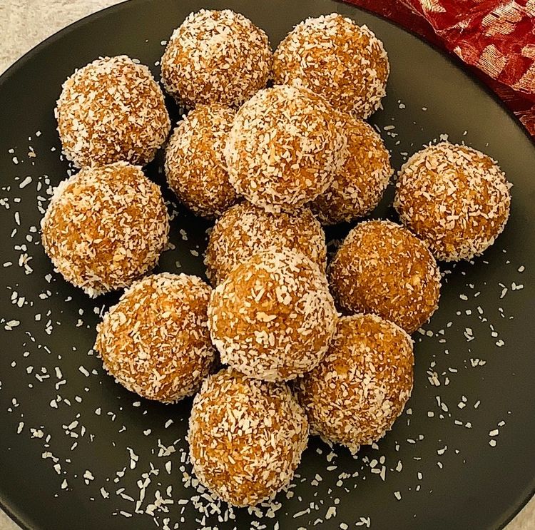 Step 1.1: Roll the balls in shredded coconut, place them on a parchment-lined tray or plate and refrigerate them for at least 30 minutes to firm up
