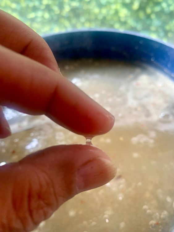 Step 1.2: Cook over medium-high heat until the sabudana turns translucent and the mixture thickens into a gel-like consistency