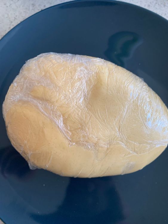 Step 1.1: Wrap the dough in cling film and refrigerate for 40-50 minutes to firm up