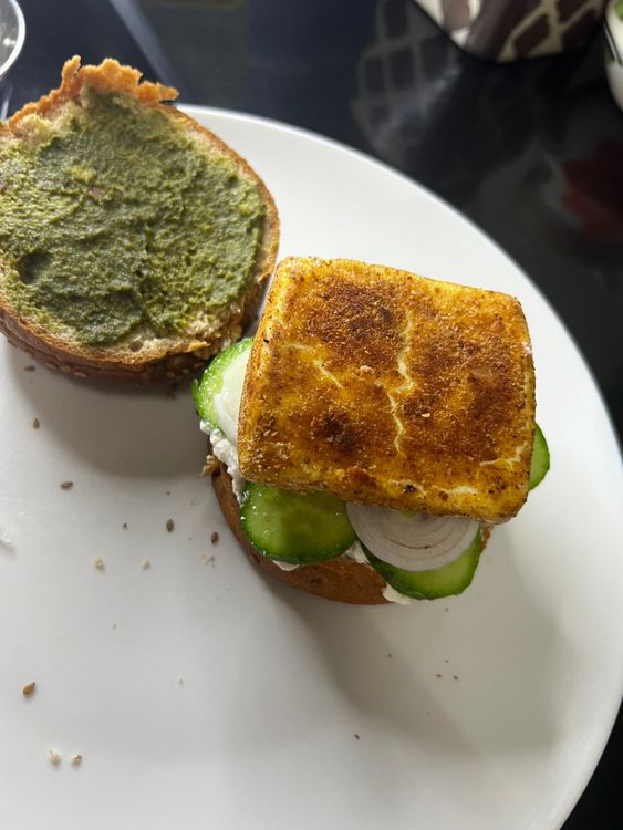 Step 1.1: Add crispy paneer patty over the vegetables
