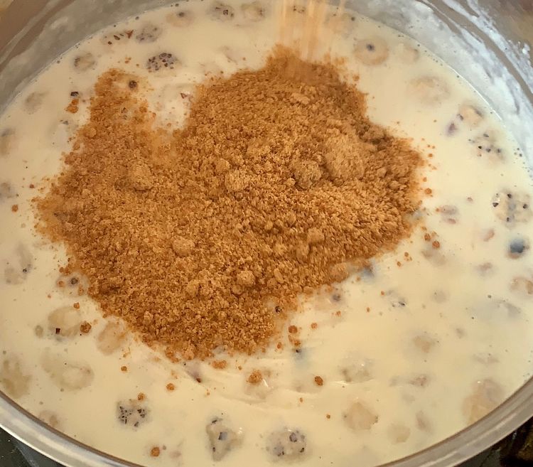 Step 1.1: Stir in the powdered jaggery until it completely dissolves
