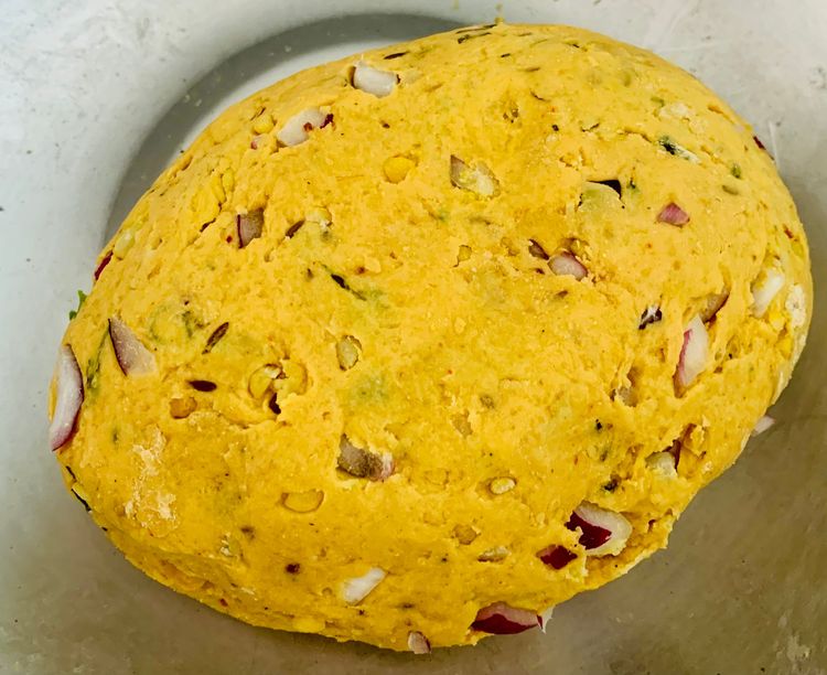 Step 1.1: Knead the mixture for 5 minutes to form a firm, smooth dough