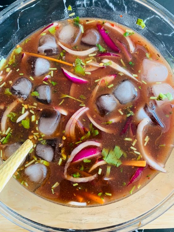 Step 1.1: Mix in the julienned beetroot, carrot, onion, and fresh coriander