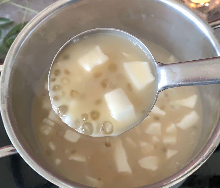 Step 1.1: Cook on medium-high heat, stirring constantly until the milk reduces and reaches a slightly thick consistency