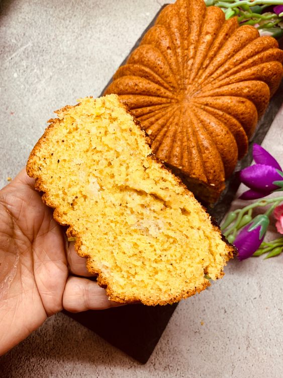 Step 1.2: Allow the cake to cool down completely, and then invert and remove the butter paper and thandai cake is ready!