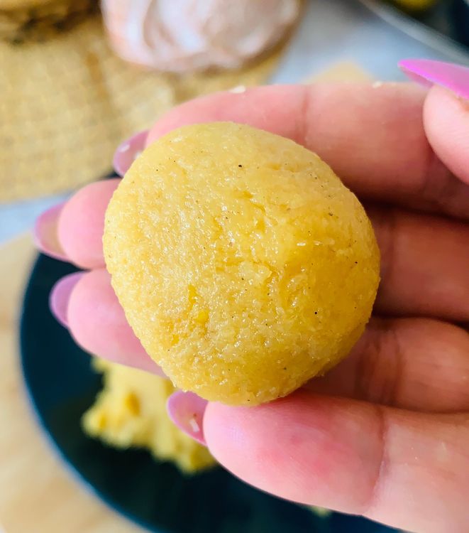 Step 1.1: Grease your hands with ghee or oil to prevent sticking