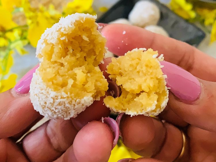 Step 1.1: Place the Ladoos on a plate or tray and refrigerate until firm