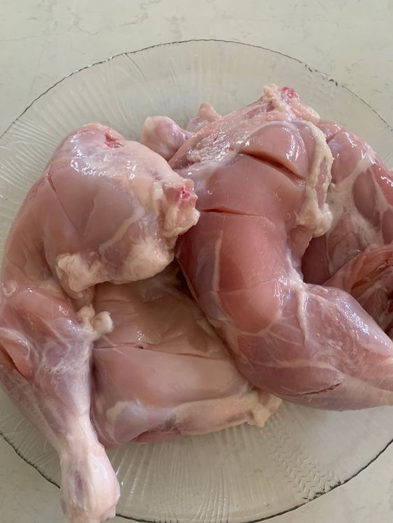 Step 1.1: Wash and pat dry the chicken Marylands with paper towels