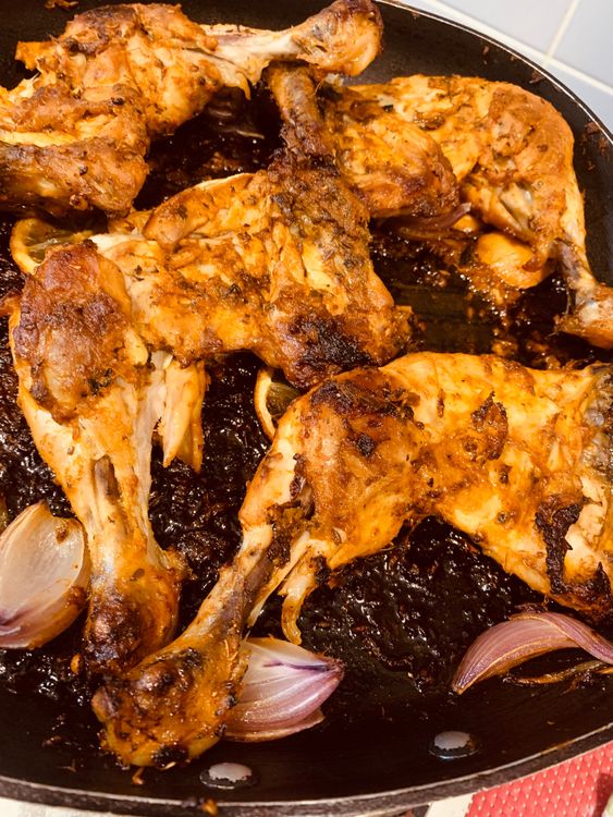 Step 1.1: Transfer the skillet to the preheated oven and bake for 20-25 minutes until the chicken is fully cooked