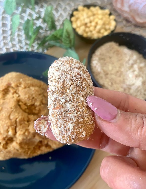 Step 1.1: Roll each ball in ground almonds to coat them