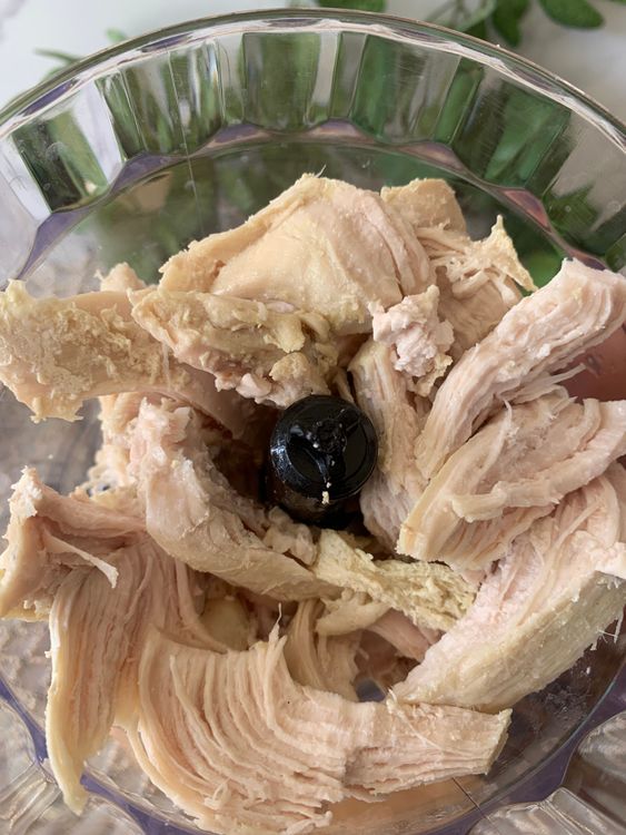 Step 1.1: Cook the chicken breast by boiling it and then finely blend it in a blender