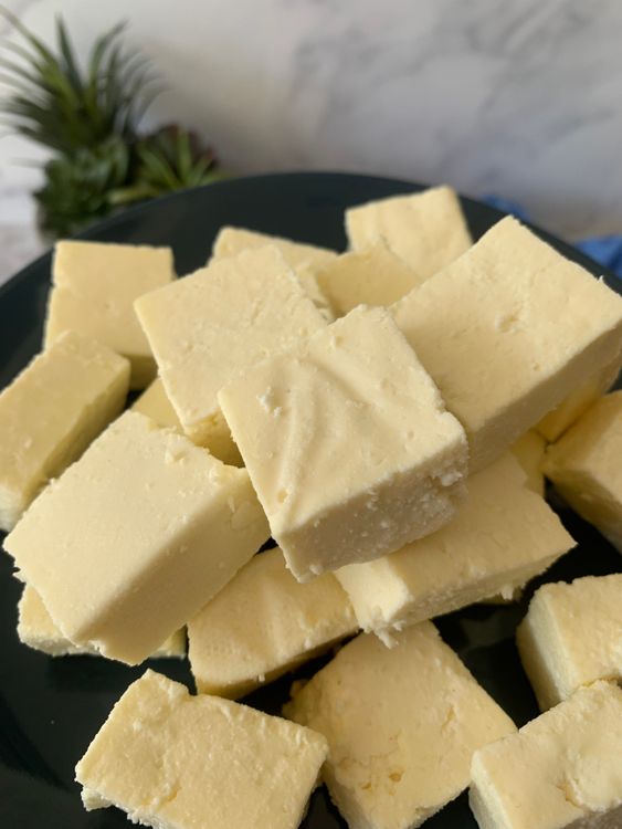 Step 1.1: Cut the paneer into cubes and place them in a mixing bowl