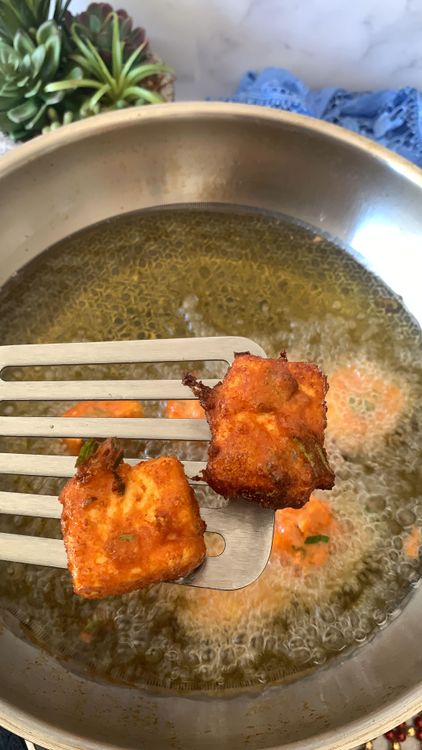 Step 2.1: Allow the paneer to fry for a few minutes