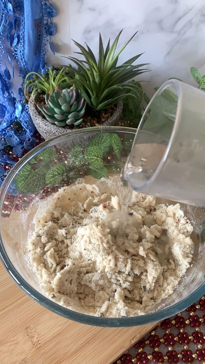 Step 1.1: Gradually add hot water, as needed, to form a soft, smooth dough