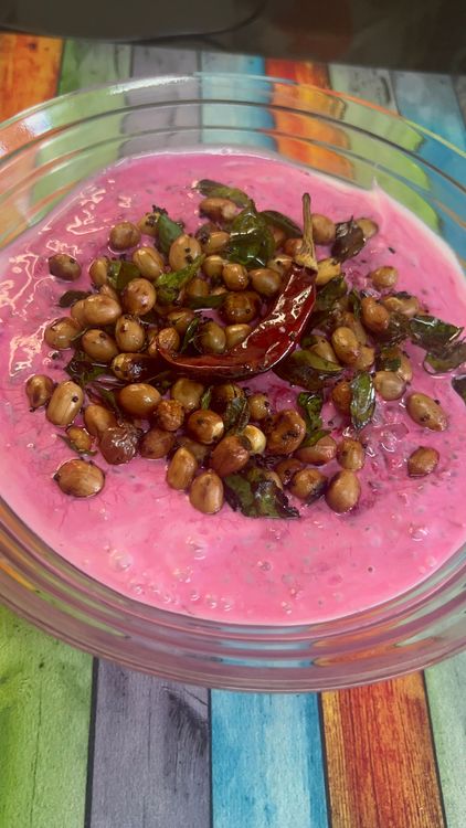 Step 3.1: Pour the tadka over the curd chia mixture