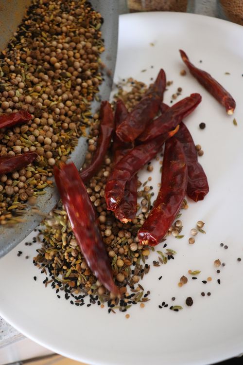 Step 1.1: Transfer the roasted spices to a plate and let them cool completely