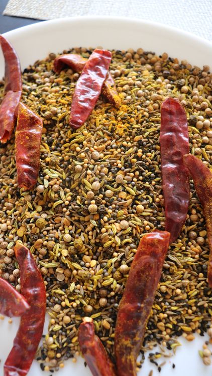 Step 1.2: Transfer the roasted spices to a plate and let them cool completely