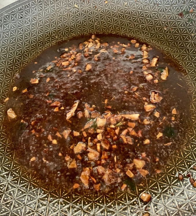 Step 1.1: Pour in the balsamic vinegar and sugar