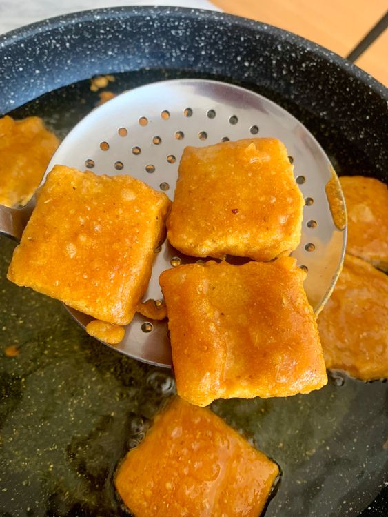 Step 3.1: Let them fry undisturbed for the first few minutes, then flip and fry until they turn golden brown and crispy