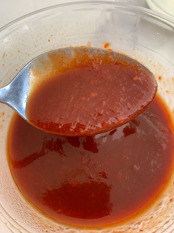 Step 2.1: In a bowl, mix tomato sauce, chilli sauce, soy sauce, and vinegar