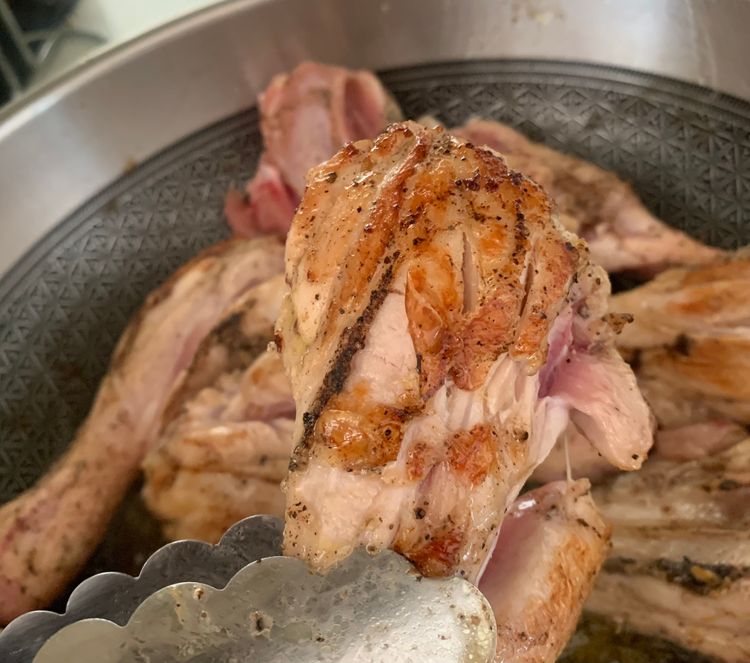 Step 1.1: Add marinated chicken to the pan