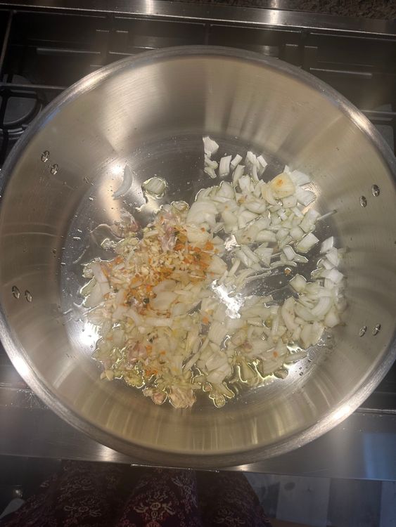 Step 1.1: Add ginger and garlic and sauté for 1 minute