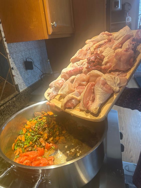 Step 2.1: Add the chicken pieces and braise each side for 1 minute on medium heat