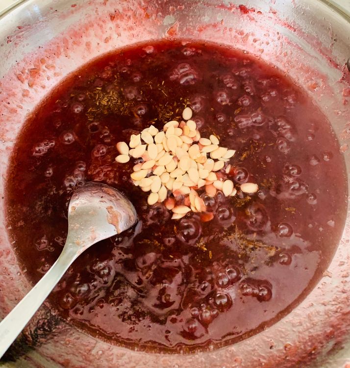 Step 3.1: Add roasted cumin powder, melon seeds, and apple cider vinegar