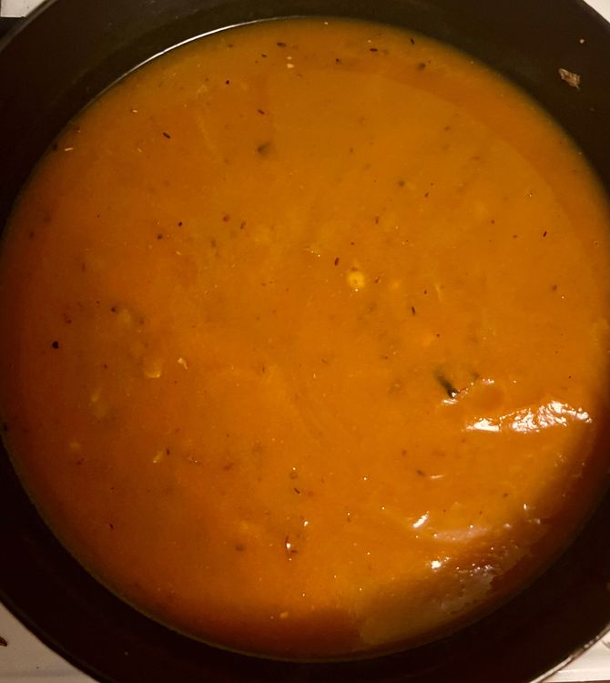 Step 1.2: Add the pumpkin, vegetable broth, 2 tsp salt, and a 1/2 tsp pepper