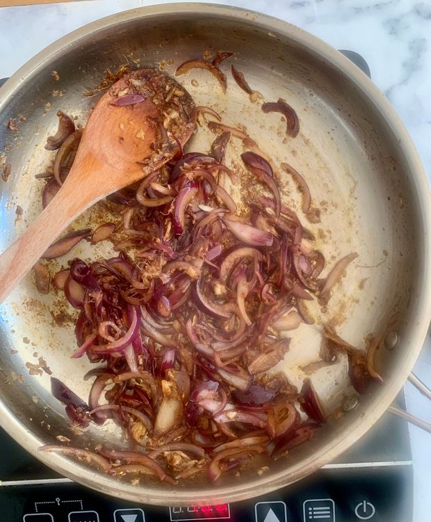 Step 4.1: Add the ginger-garlic paste and cook until the raw smell disappears