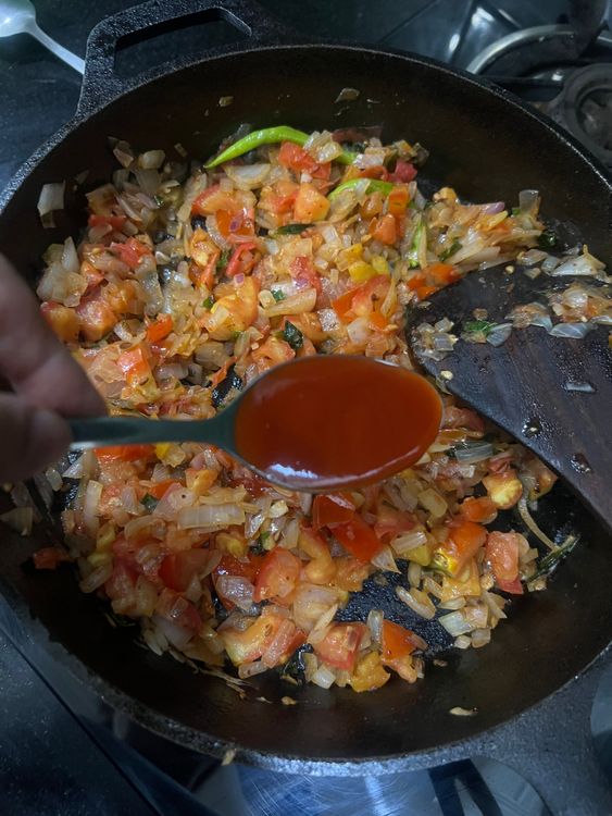 Step 2.1: Add in the tomato sauce