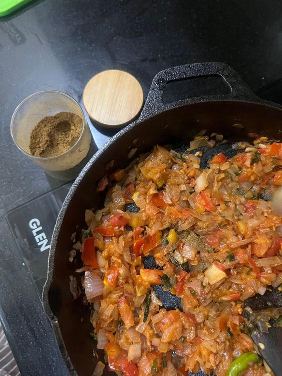 Step 2.2: Add in the salt, chilly powder and garam masala