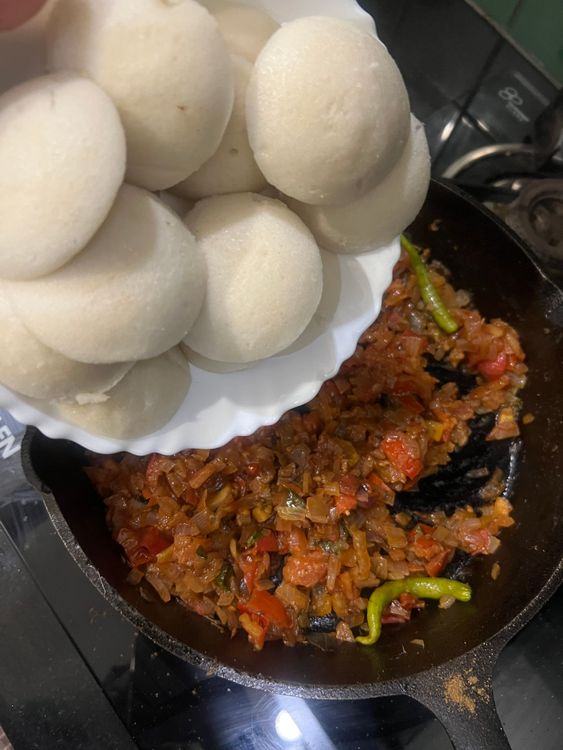Step 2.1: Mix the tadka with the idli
