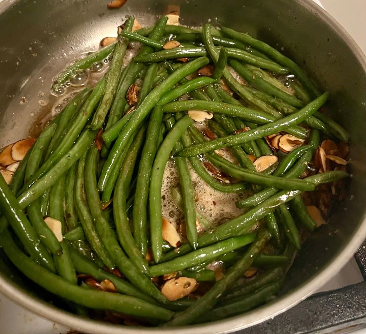 Step 2.2: Add the cooked haricot verts, 1/2 tsp kosher salt, 1/2 tsp pepper, and oregano